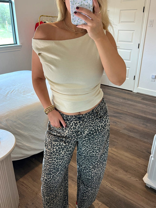 Leopard Barrel Jeans